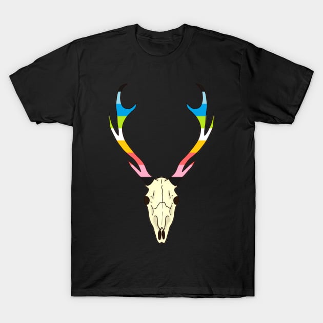 Queer Gay Pride Deer Skull T-Shirt by whizz0